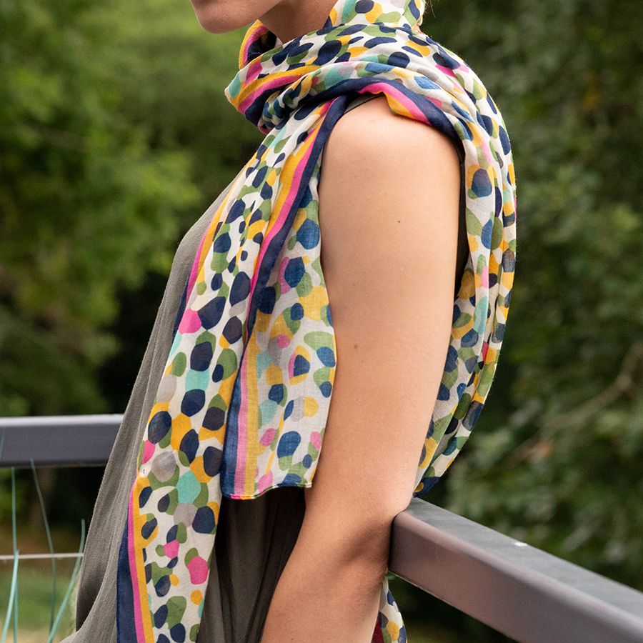 Olive mix recycled camouflage spot print scarf