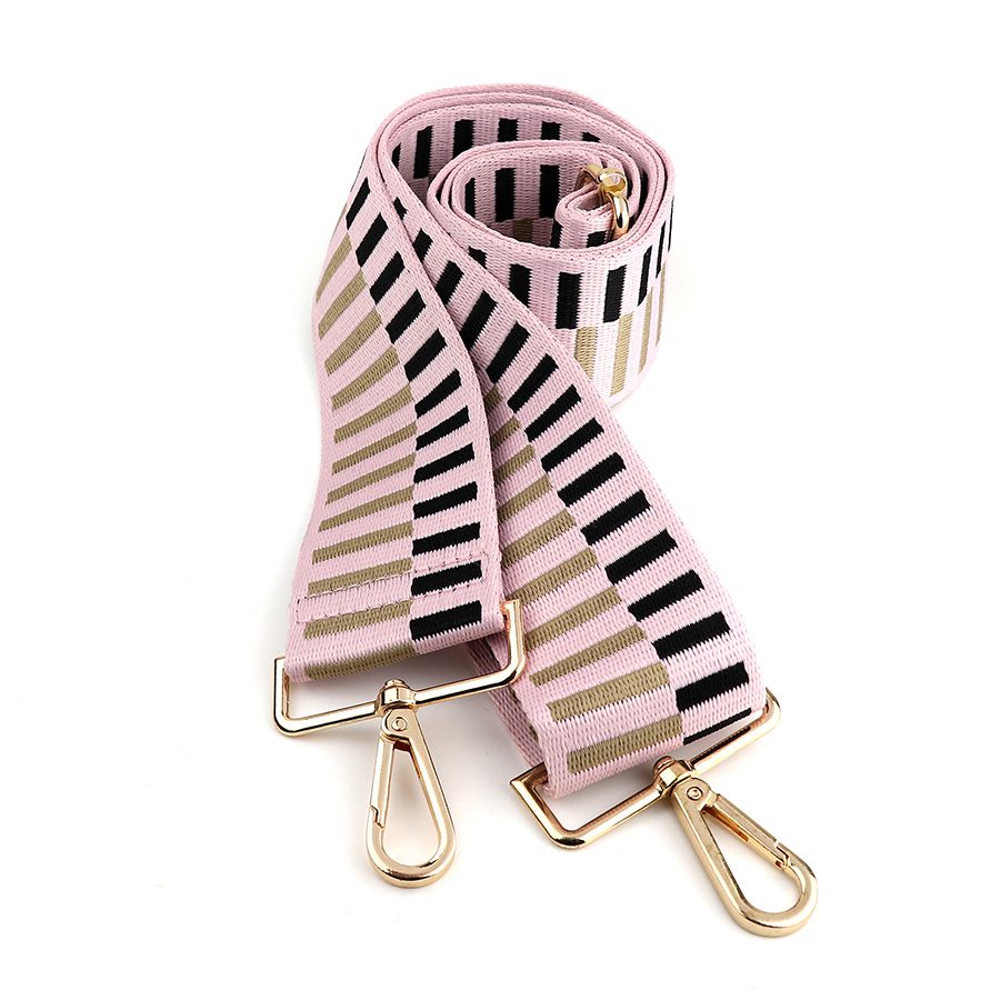 Pale pink offset stripe interchangeable bag strap