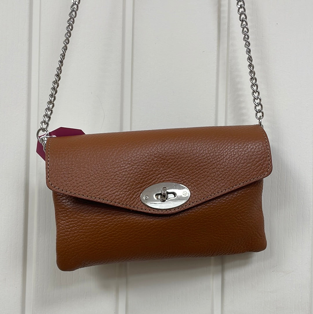 Leather Two Compartments Crossbody with Twistlock