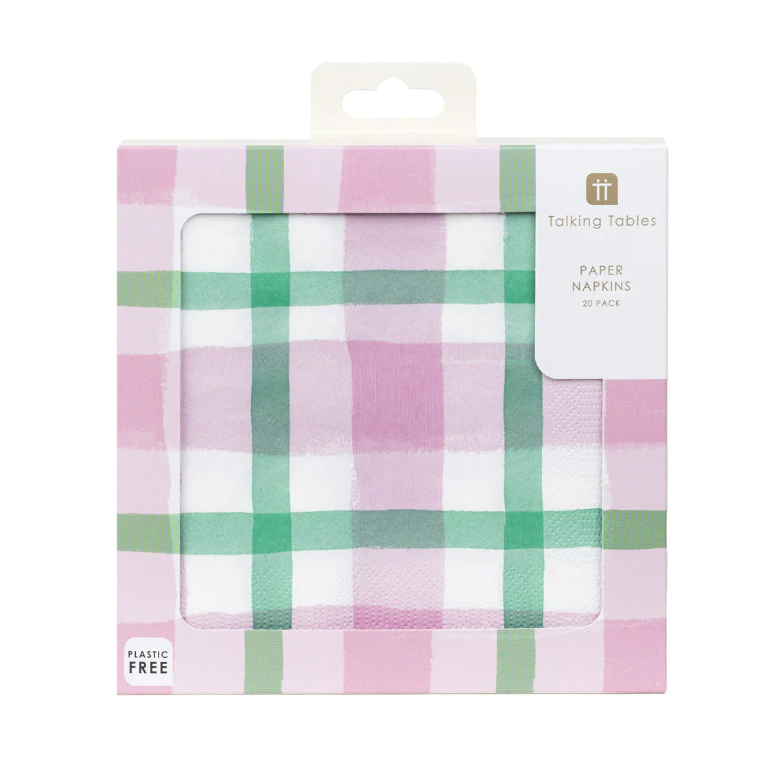 Mellow Lilac &amp; Green Gingham Paper Napkins