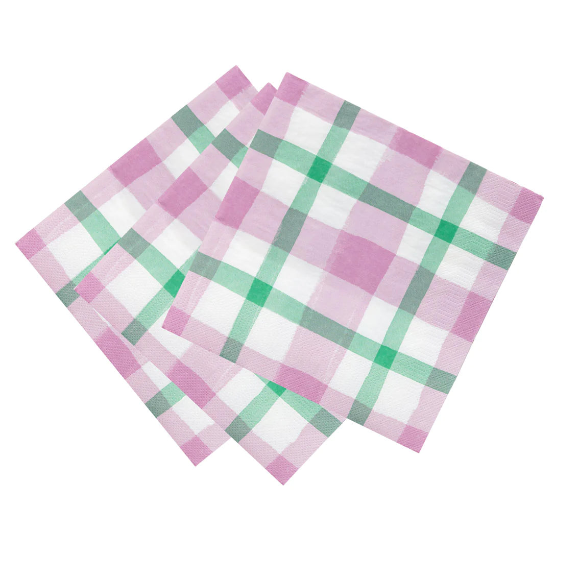 Mellow Lilac &amp; Green Gingham Paper Napkins