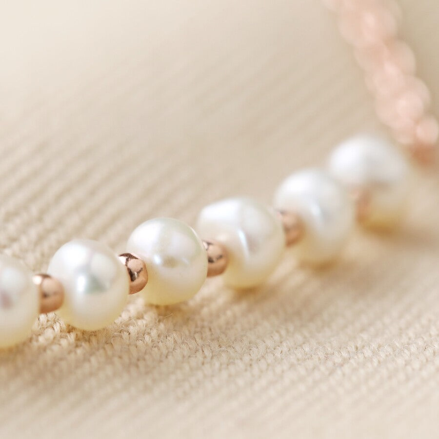 Freshwater pearl rose gold chain bracelet