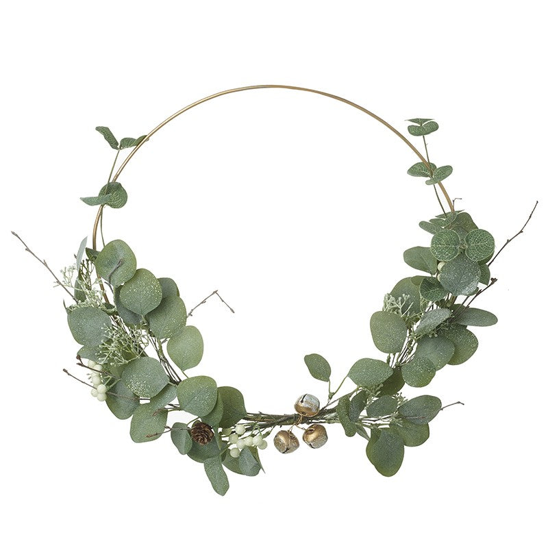 Wreath With Green Leaves &amp; Gold Bells