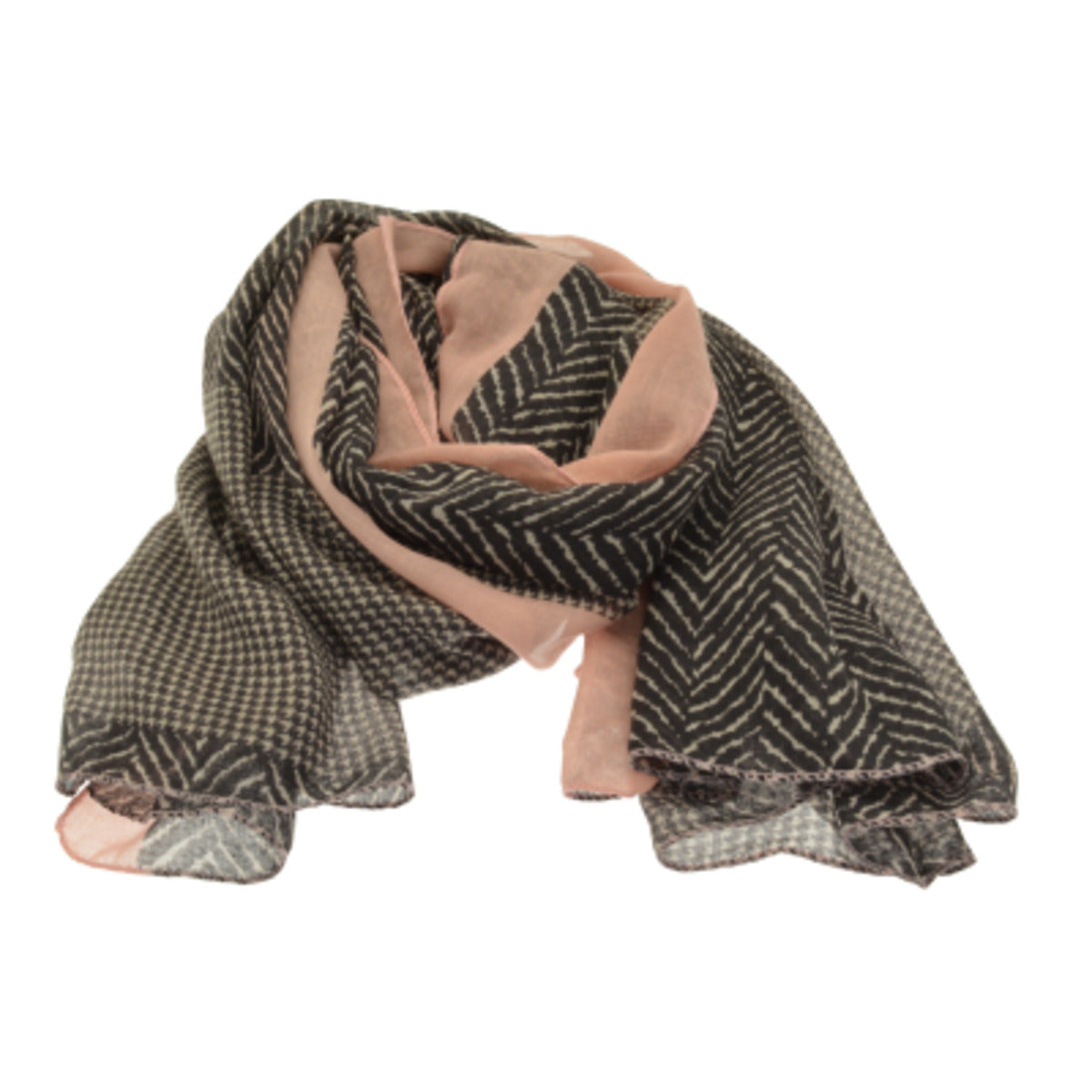 Pink and Grey Parquet Scarf