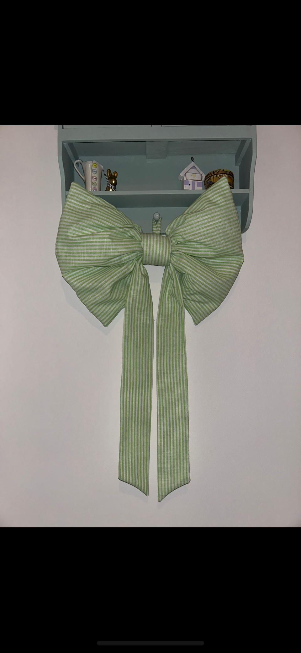 Green ticking padded bow