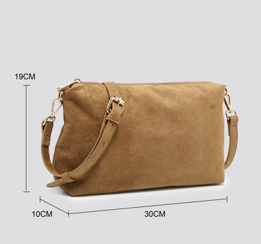 Suede cross body tote bag