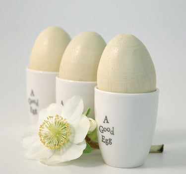 Porcelain egg cup-Good egg