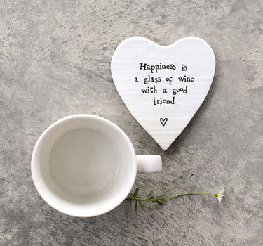 Porcelain coaster-Happiness glass wine