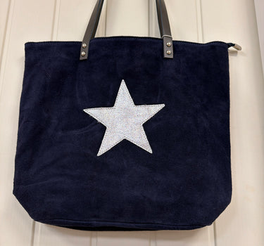 Suede Leather Tote with Silver Star
