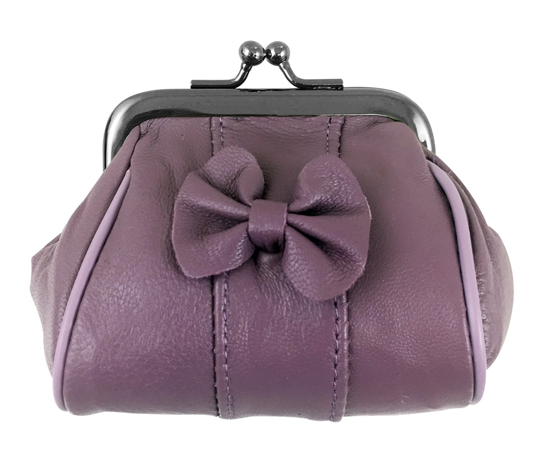 Leather coin purse with bow