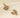Golden, pink and white fan drop earrings