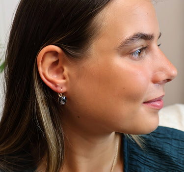 Golden and smoky square crystal drop earrings