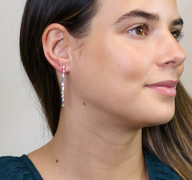 Golden multicolour crystal strand earrings