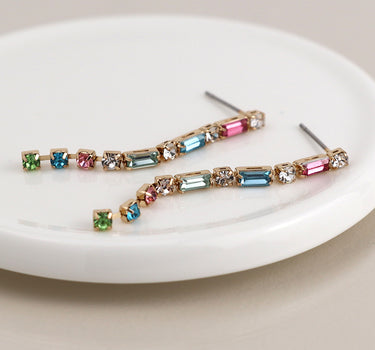 Golden multicolour crystal strand earrings