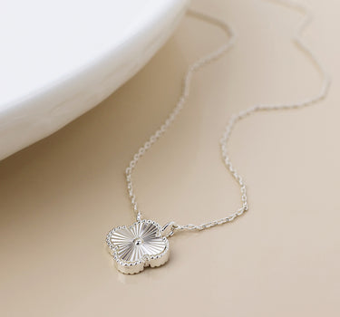 Silver plated quatrefoil necklace