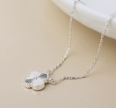 Silver plated quatrefoil necklace