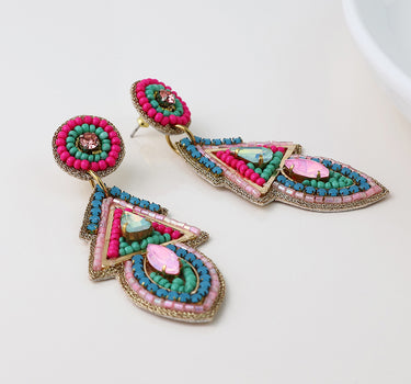 Embellished aqua mix aztec earrings
