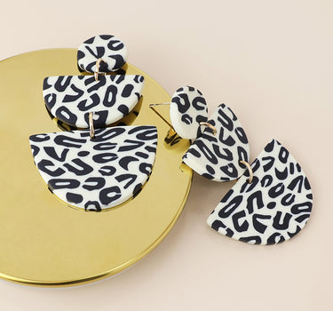 Muse leopard print polymer triple shape earrings