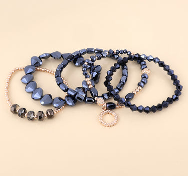 Misty five bracelet midnight and rose gold mix beaded stack