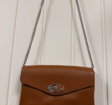 Leather Two Compartments Crossbody with Twistlock