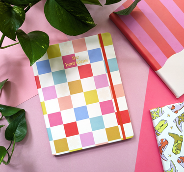 Journal Notebook - Rainbow Check B5 Design