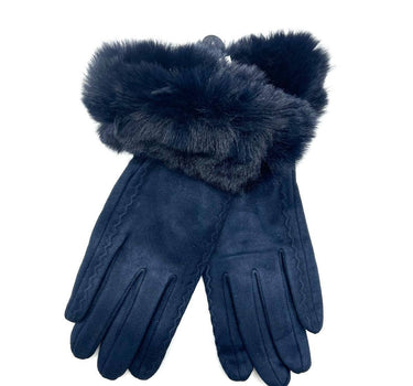 glove with faux fur trim