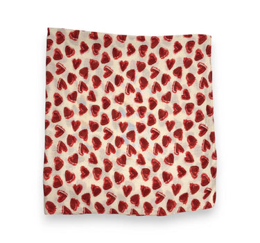 Heart Print Cotton Blend Scarf