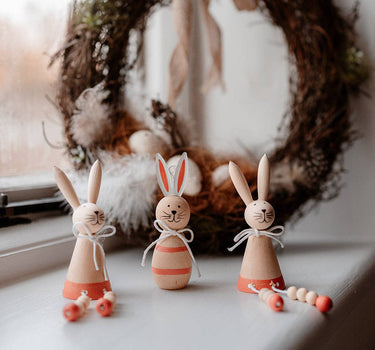 Wooden Bunnies with Dangly Legs (Set of 2)