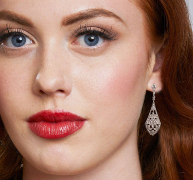 Art Deco Crystal Earrings: Deco Diamante Long Drop Earrings