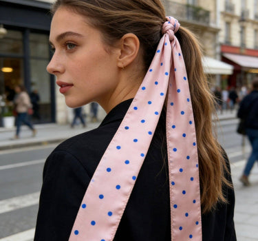 Ribbon touch printed silk polka dot pattern