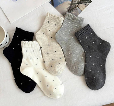 Rufia - Polka Dot Ruffle Edge Mid-Calf Capsule Socks