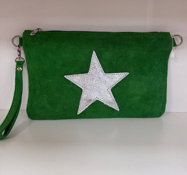 Suede Leather isSilver Star Clutch