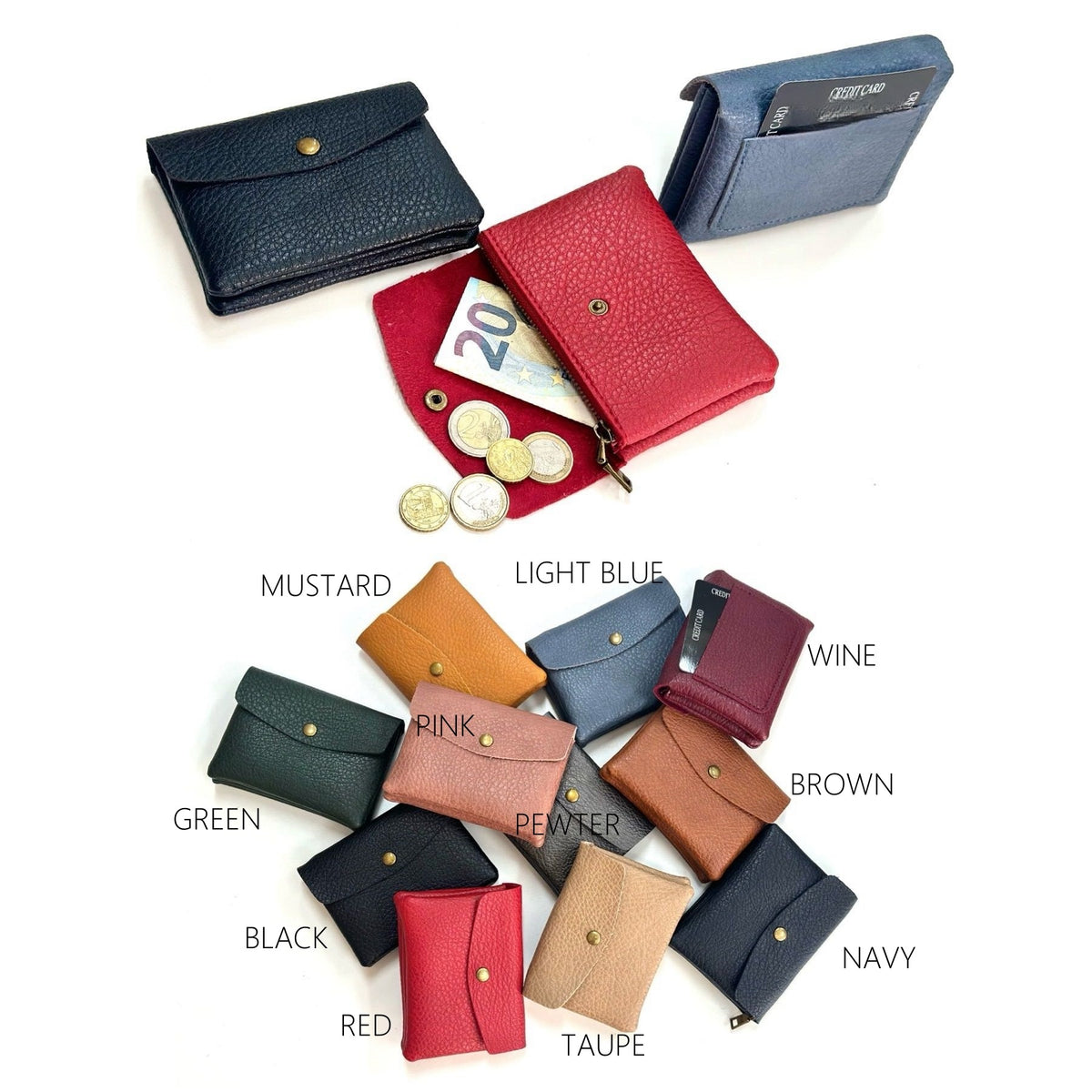 Small button leather purse