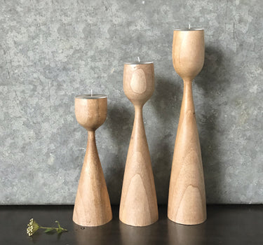 Natural wood tea light holder-Large