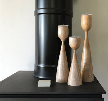 Natural wood tea light holder-Small