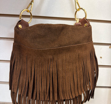 Suede Leather Bucket Bag with Fringes
