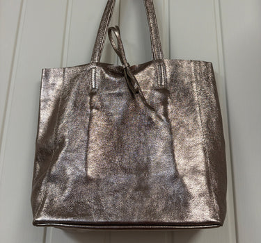 Metallic Leather Shopper Small