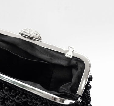 Crystals and pearl bag in Black