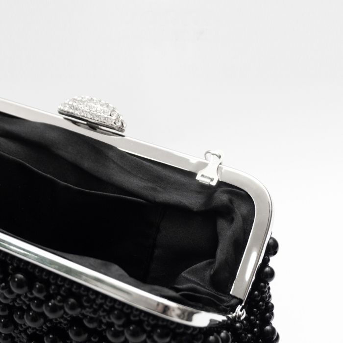 Crystals and pearl bag in Black
