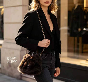 Women's fur-lined handbag