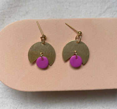 Brass and Clay Dangle Earrings