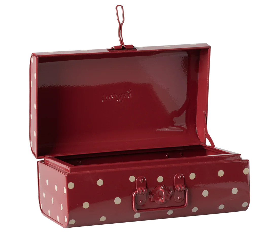 Storage suitcase, Small - Red with dots