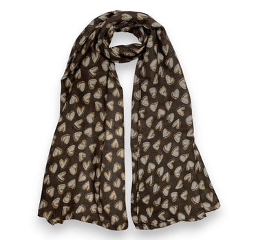 Heart Print Cotton Blend Scarf