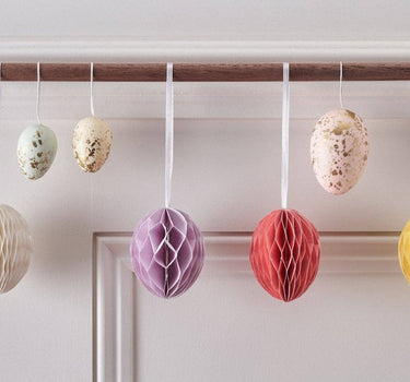 6 Small Pastel Hanging Easter Eggs
