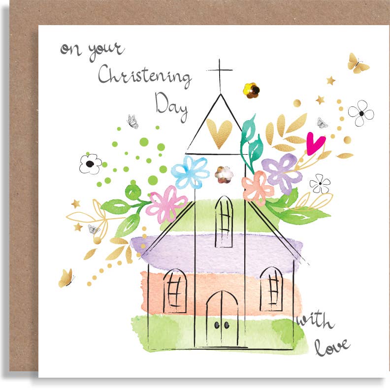 W28 Christening Hand-Finished Sequin Card