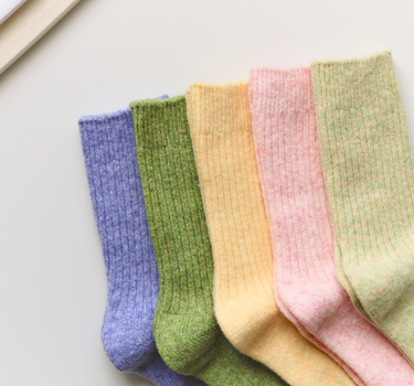 Warm Cashmere & Wool Blend Socks – Solid Colours for Winter