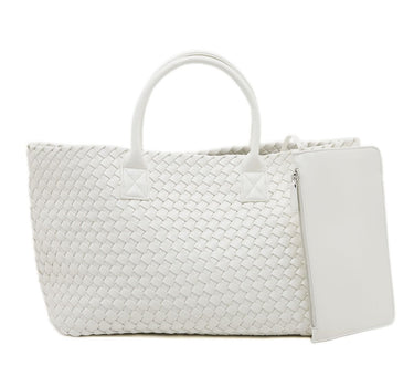 White Luxury Woven Tote Bag with