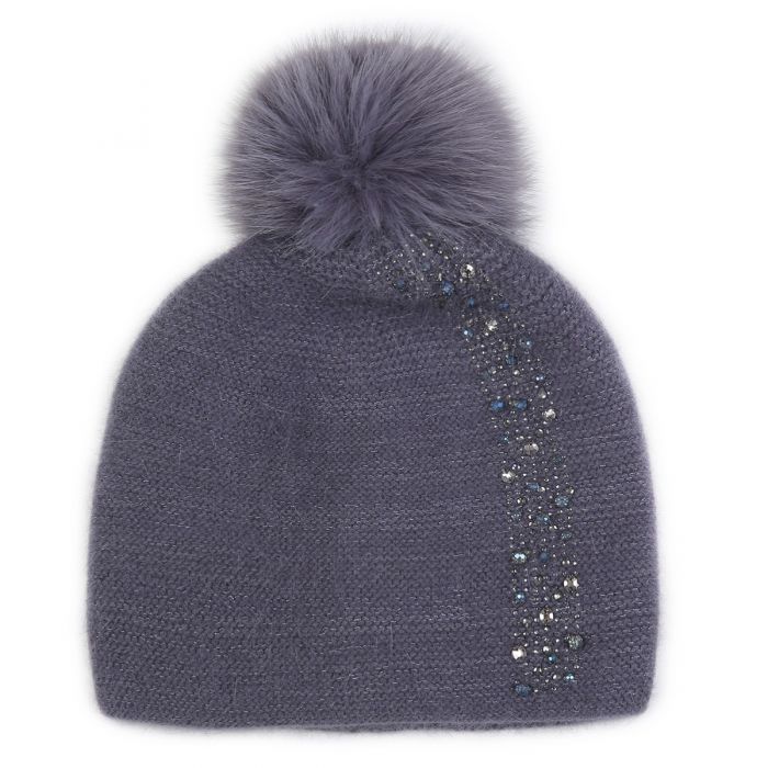 Elegant Sparkle Embellished Pompom Hat