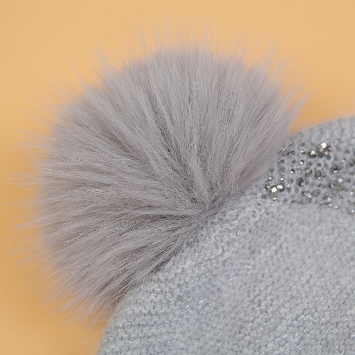 Elegant Sparkle Embellished Pompom Hat