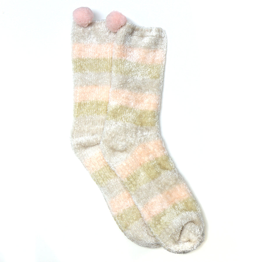 Natural mix striped chenille cosy socks